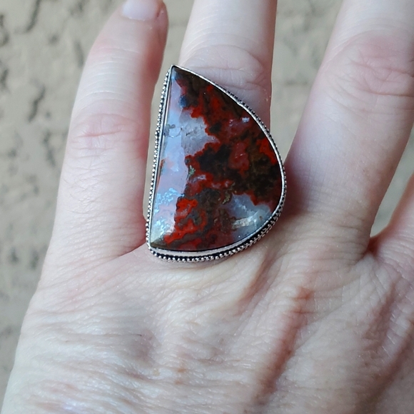 New Huge Seam Agate Antique Design 925 Silver Statement Ring. - Picture 7 of 16